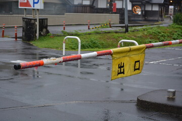 Barriers and warning signs blocking entry encountered on the street