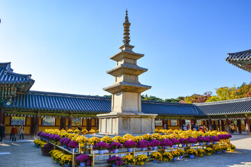 A tower of bulguksa Temple located in Gyeongju, South Korea