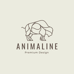 bison animal line minimalist logo design vector graphic icon symbol illustration © NUR