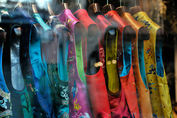 chinese silk clothes in shop