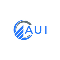 AUI Flat accounting logo design on white  background. AUI creative initials Growth graph letter logo concept. AUI business finance logo design.