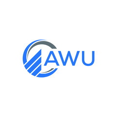 AWU Flat accounting logo design on white  background. AWU creative initials Growth graph letter logo concept. AWU business finance logo design.