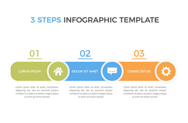 Infographic template with 3 elements with icons and text