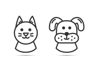 Cat and dog line icons