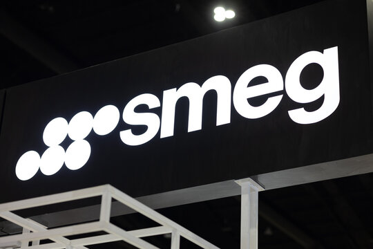 Smeg popular Italy appliances  metalworking company founded in 1948 logo sign brand in expo.25 May 2022,Bangkok, THAILAND.