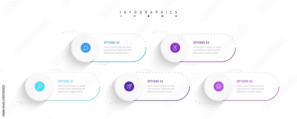 Wall mural vector infographic label design template with icons and 5 options or steps. can be used for process 