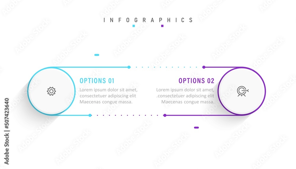 Wall mural vector infographic label design template with icons and 2 options or steps. can be used for process 