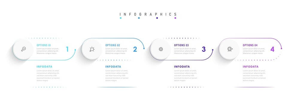Vector Infographic label design template with icons and 4 options or steps. Can be used for process diagram, presentations, workflow layout, banner, flow chart, info graph.
