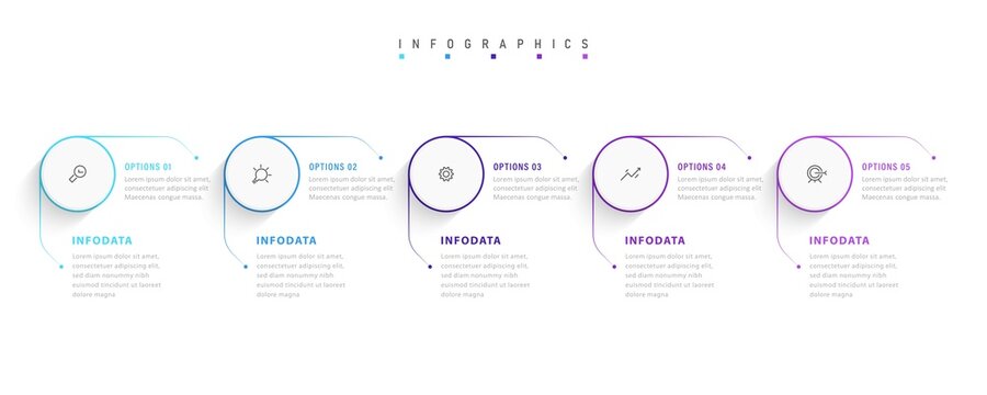 Vector Infographic label design template with icons and 5 options or steps. Can be used for process diagram, presentations, workflow layout, banner, flow chart, info graph.