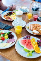 Breakfast Buffet Concept, Breakfast Time in Luxury Hotel, Brunch with Family in Restaurant