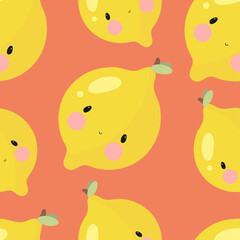Seamless Pattern with Lemon. Vector illustration. For greeting card, posters, banners, the card, printing on the pack, printing on clothes, fabric, wallpaper.	