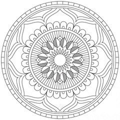 Leaf Flower Petal Coloring Mandala Art Simple Graphic Shape Vector Floral Oriental Outline Vintage Decorative Elements Pattern Illustration Islam Arabic Indian Turkish Mystic Religion Morals Lotus