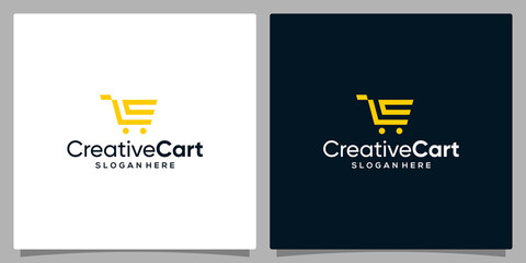 Template design icon logo vector shopping cart with symbol initial letter C. Premium vector © Crelaba_Std