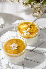 panna cotta with mango puree