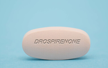 Drospirenone Pharmaceutical medicine pills  tablet  Copy space. Medical concepts.