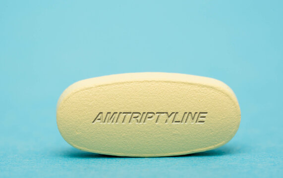 Amitriptyline Pharmaceutical medicine pills  tablet  Copy space. Medical concepts.
