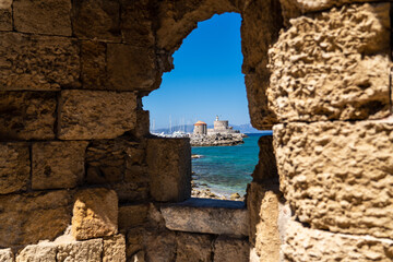 Rhodes Windmills view from a windows in De Naillac Tower