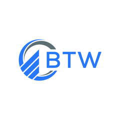 BTW Flat accounting logo design on white  background. BTW creative initials Growth graph letter logo concept. BTW business finance logo design.