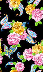 Brushstroke flower and Colorfull Flowers watercolor Flowers watercolor background Textile Design - illustration