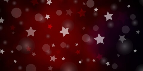 Dark Blue, Red vector backdrop with circles, stars.