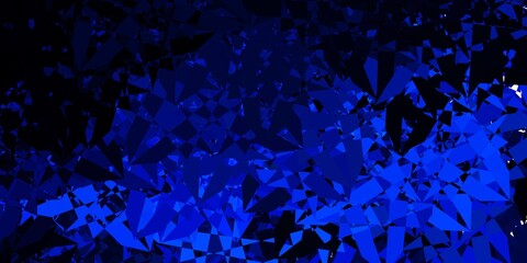 Dark BLUE vector background with triangles.