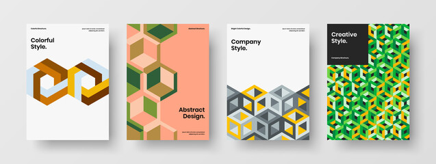Obraz premium Simple journal cover A4 vector design layout set. Fresh geometric shapes corporate identity concept collection.