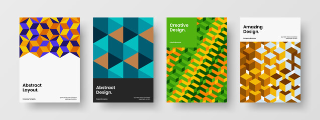 Fototapeta premium Premium geometric shapes booklet illustration collection. Minimalistic company cover design vector template set.
