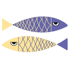 Vector aquarium fish silhouette illustration. Colorful cartoon flat aquarium fish icon for your design.