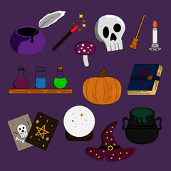 Cartoon magic elemets vector illustration