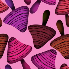 Mushrooms seamless pattern for textiles and packaging and gifts and cards and linens and kids and wrapping paper