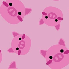 Kids seamless cartoon pigs pattern for fabrics and packaging and gifts and cards and linens and wrapping paper