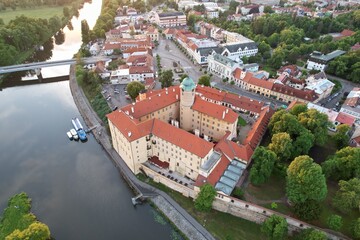 Podebrady historical city and Castle at Labe river,Chateau Poděbrady (Zámek Poděbrady) Czech...