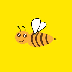 Bee icon isolated on yellow background.