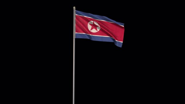 Korea North flag, 4k video background is transparent