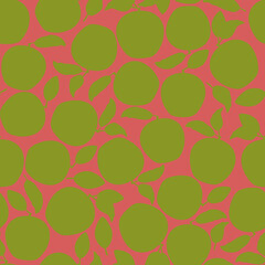 A pattern of silhouettes of green apples