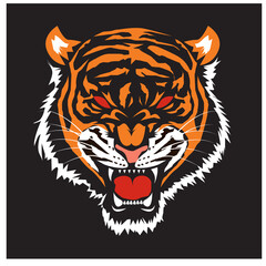 Tiger illustration. tiger logo ,art, icon , symbol, tiger line art colours vector. graphic vector.