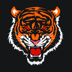 Tiger illustration. tiger logo ,art, icon , symbol, tiger line art colours vector. graphic vector.