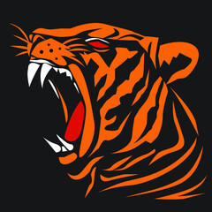 Tiger illustration. tiger logo ,art, icon , symbol, tiger line art colours vector. graphic vector.