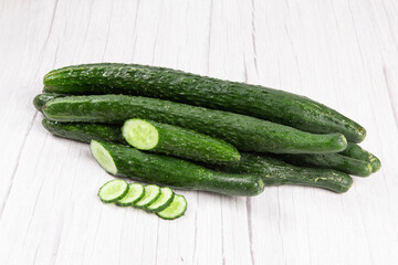 Cucumber slices on tabel. Cucumber Clipping Path.