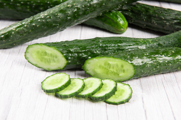 Cucumber slices on tabel. Cucumber Clipping Path.