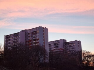 sunset in the city