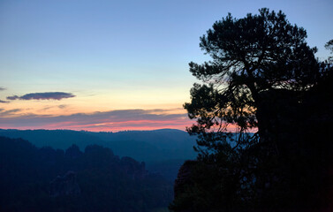 Scenic sunrise at Bastei, Germany