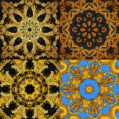 Set of floral indian pattern with mandalas vector background