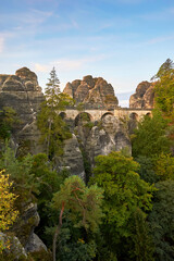 Fototapeta na wymiar Scenic landscape in Bastei rocks, Germany