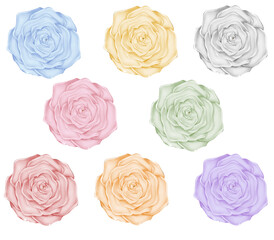 REALISTIC  ROSES CLIPARTS IN PASTEL COLORS RASTER ILLUSTRATION