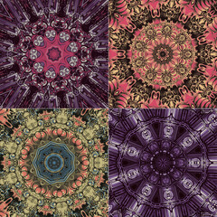 Set of vector abstract mandala design element oriental elegant ornament