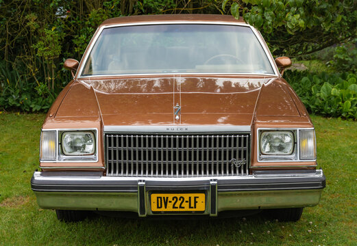 Schoorl, North Holland, The Netherlands, 11.07.2021, Front view of Buick Regal Limited car from 1979