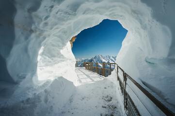Landscape of Aiguille du Midi, Chamonix Mont Blanc valley, France - obrazy, fototapety, plakaty