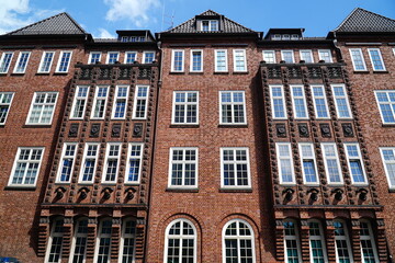 Brickwork façade of a police station in Hamburg, Germany. Davidswache, Reeperbahn, Northern Germany