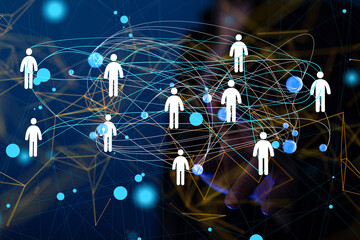 Abstract technology group and data 3d